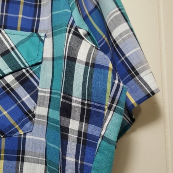 Vintage Golden Key Button Down Shirt Blue sz L - Picture 4 of 5